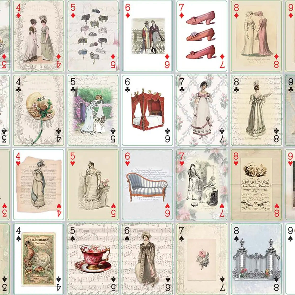 Jane Austen themed playing cards for scrapbok
