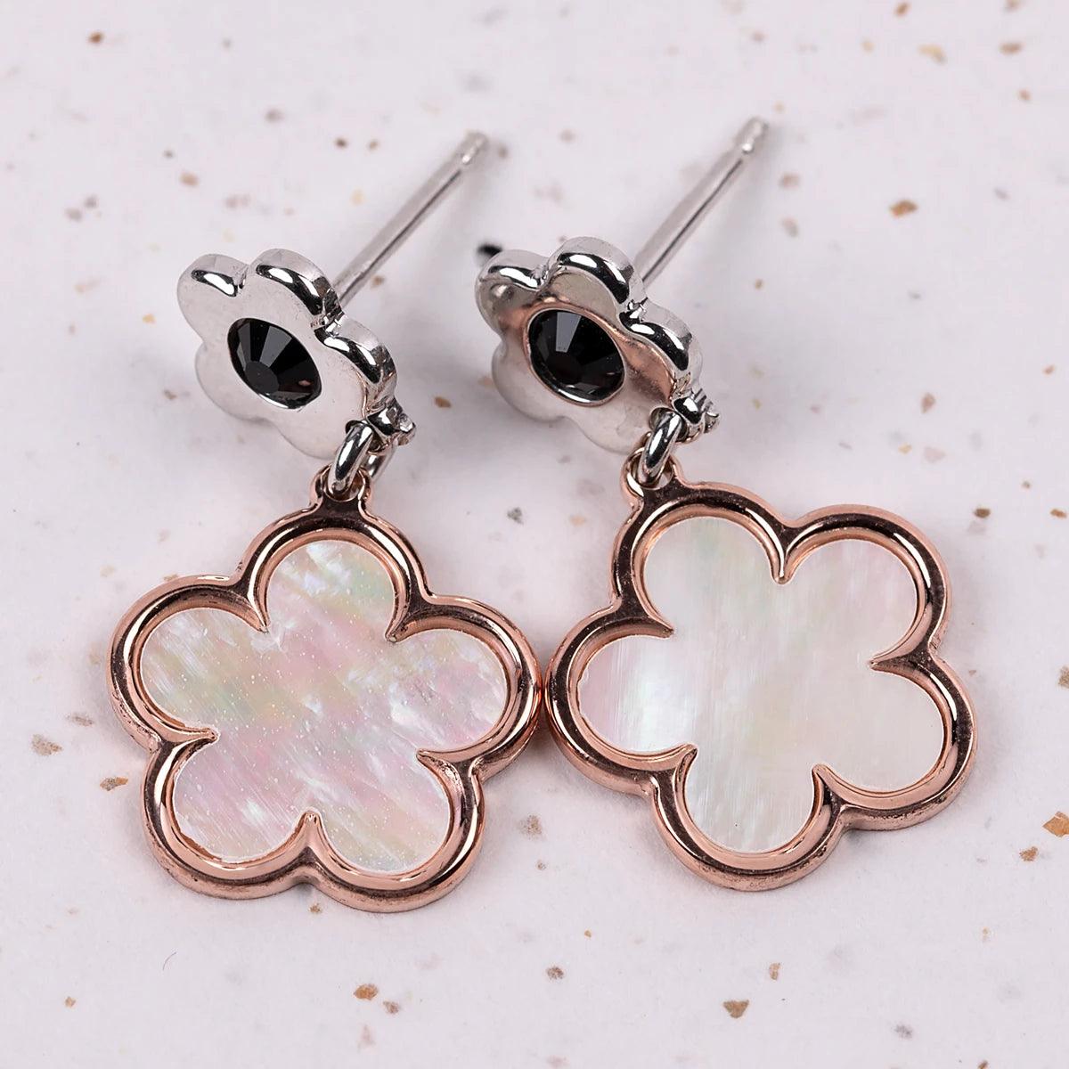 Mother of Pearl Flower Earrings - JaneAusten.co.uk