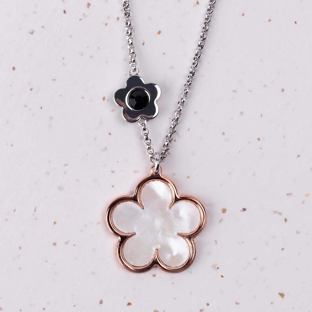 Mother of discount pearl flower necklace