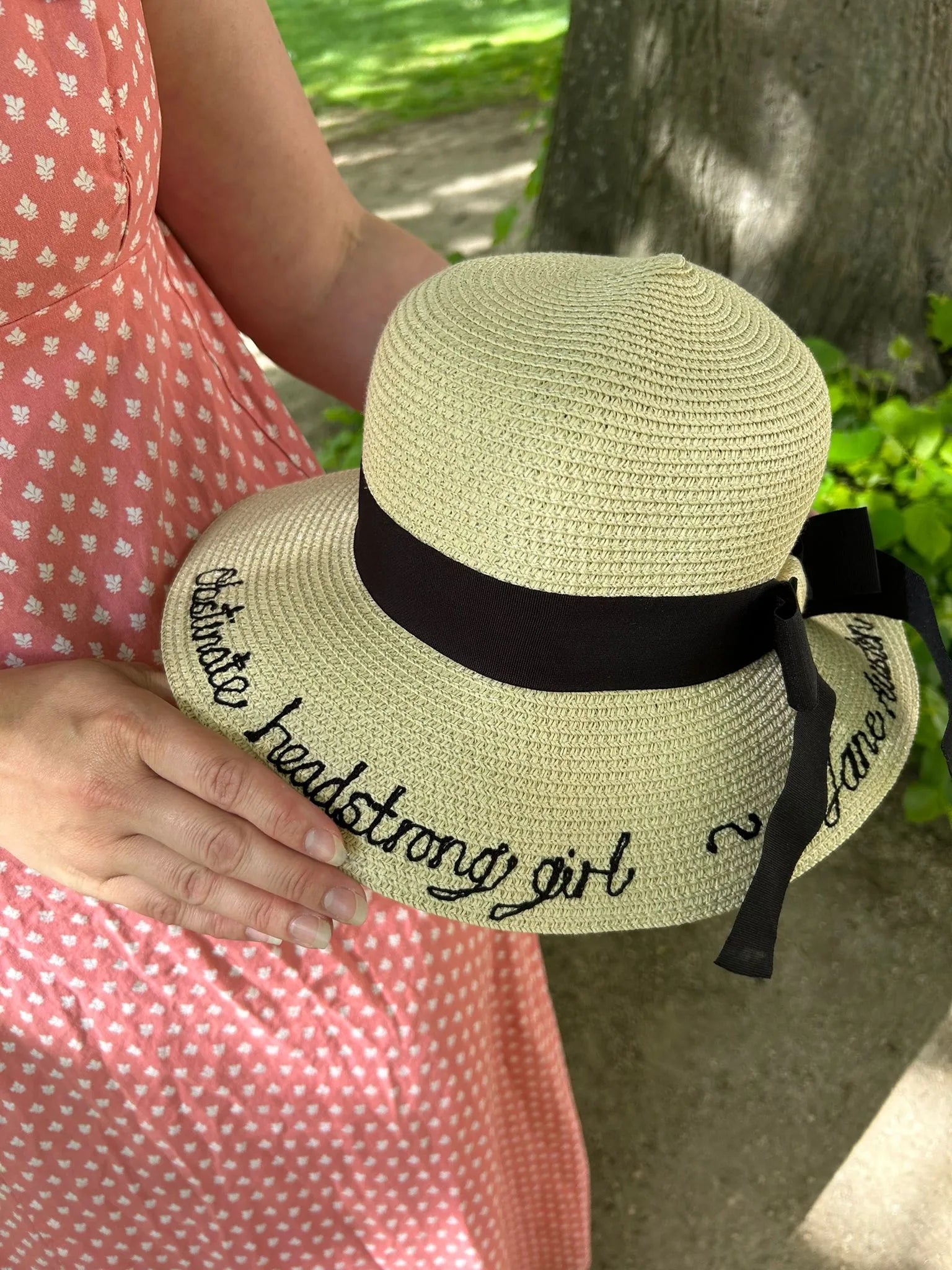 'Obstinate headstrong girl' Foldable Sun Hat with Ribbon and Travel Bag