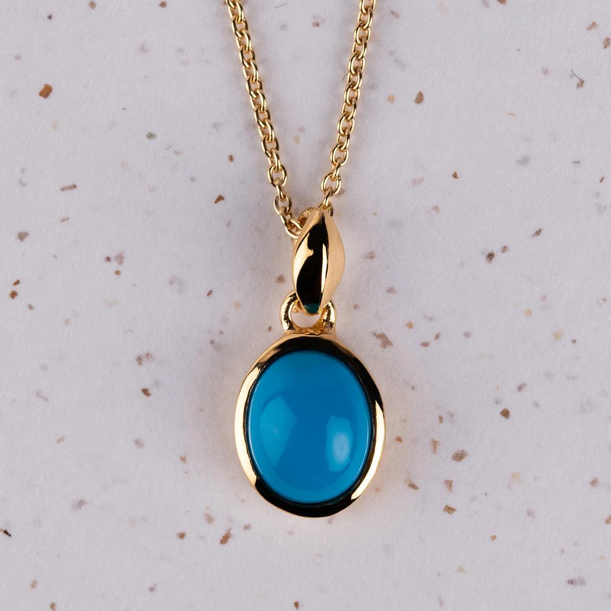 Jane Austen Beautiful Gold and Turquoise Pendant Necklace