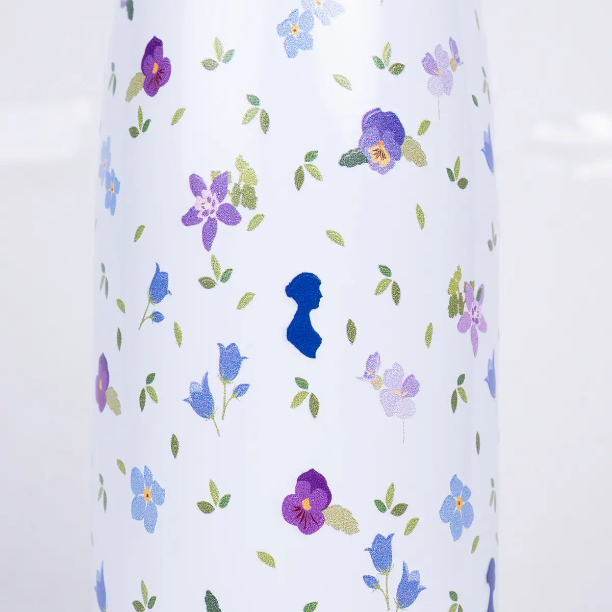 Close up Water Bottle with Floral designs and Jane Austen silhouette