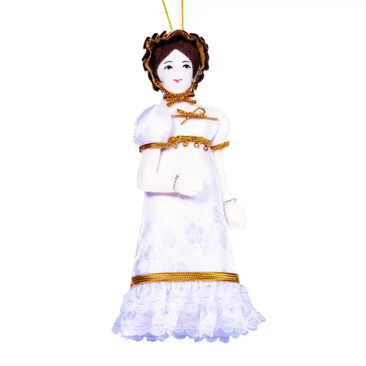 Lizzie doll with bonnet and gold detailing front shot