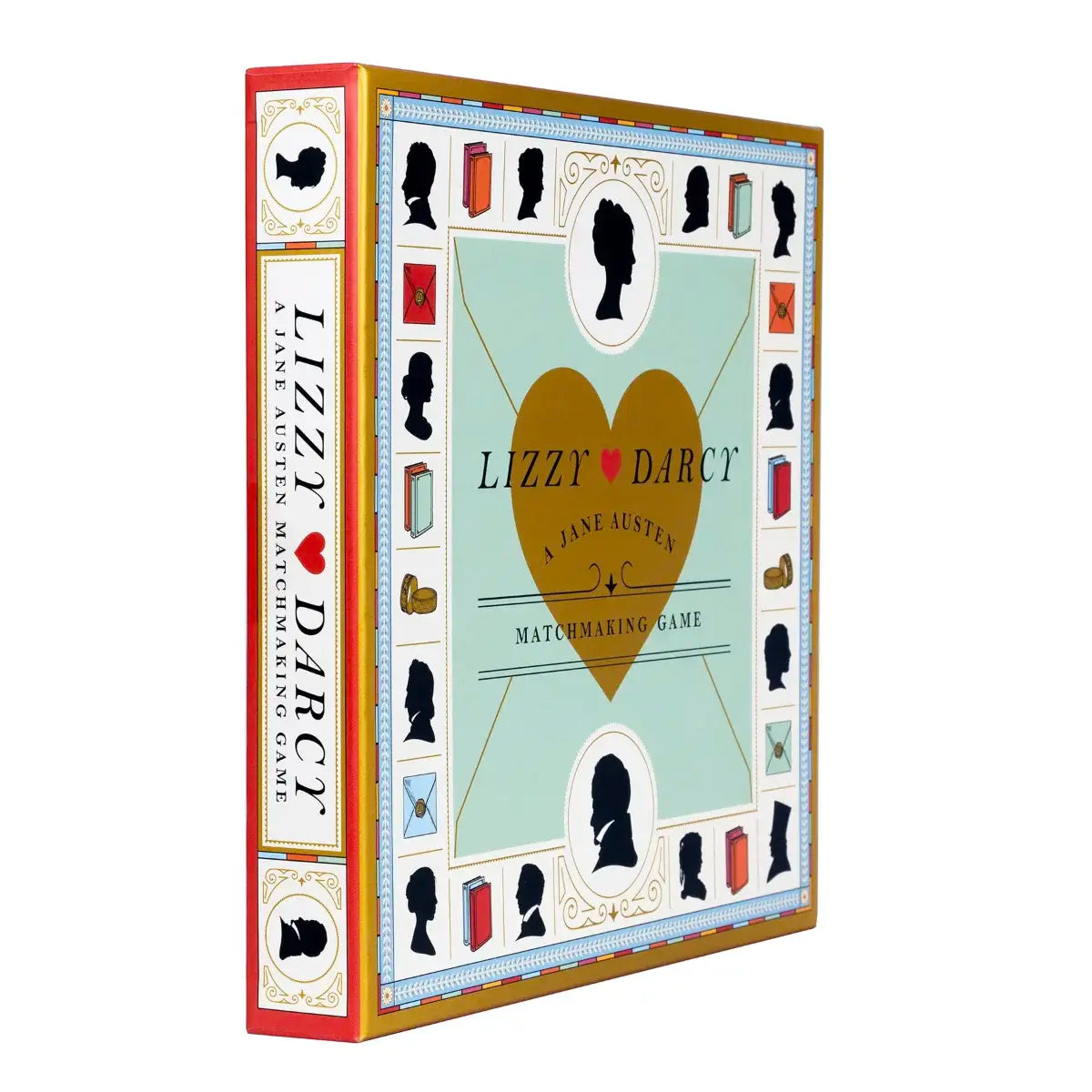 Lizzy Loves Darcy a Jane Austen Matchmaking Game, edge of box against white background
