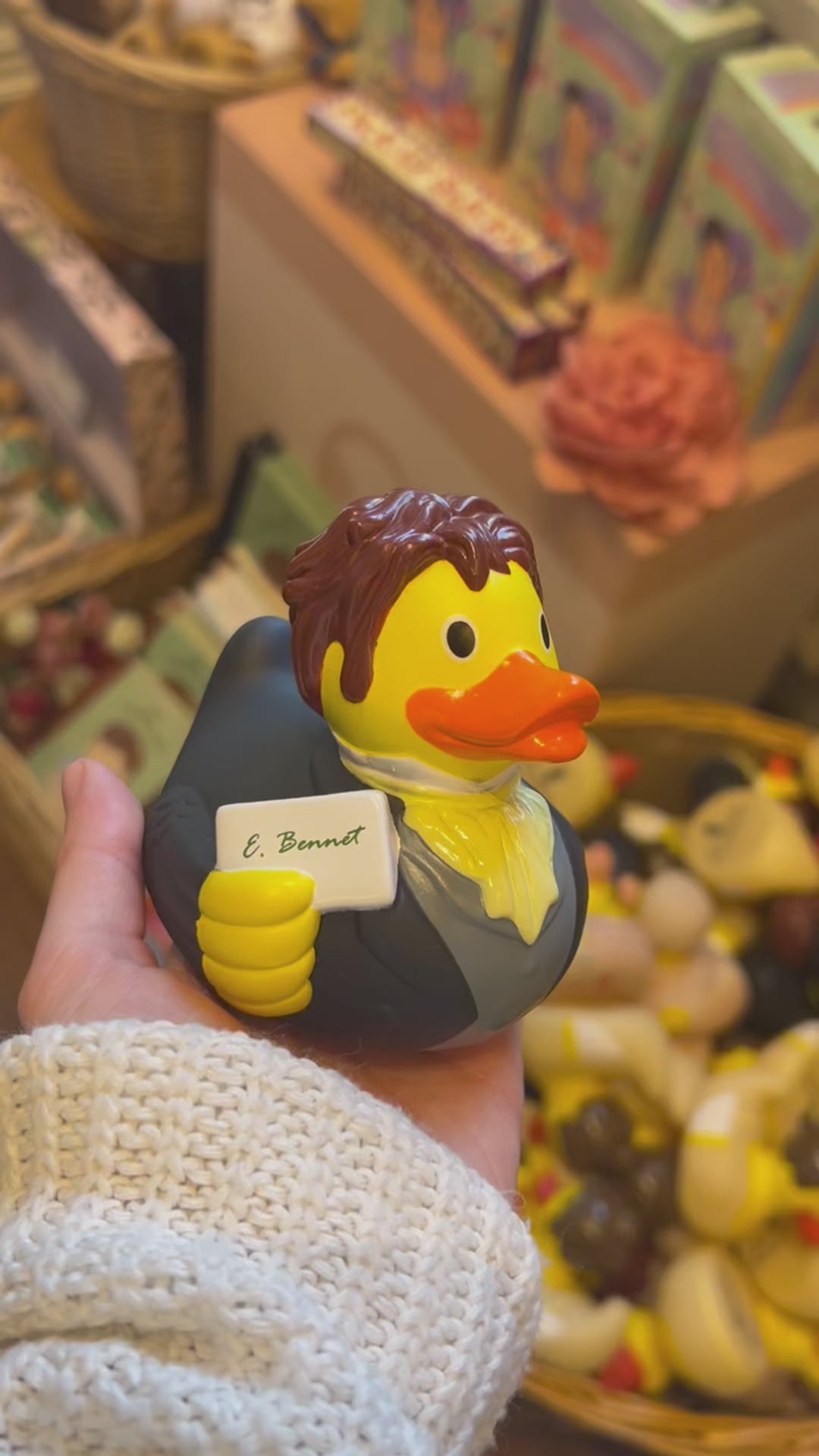 A Trio of Jane Austen Rubber Ducks in hand
