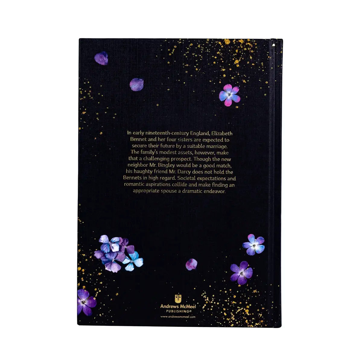 Back cover of pride and prejudice illustrated edition by andrews mcmeel publishing on a white background