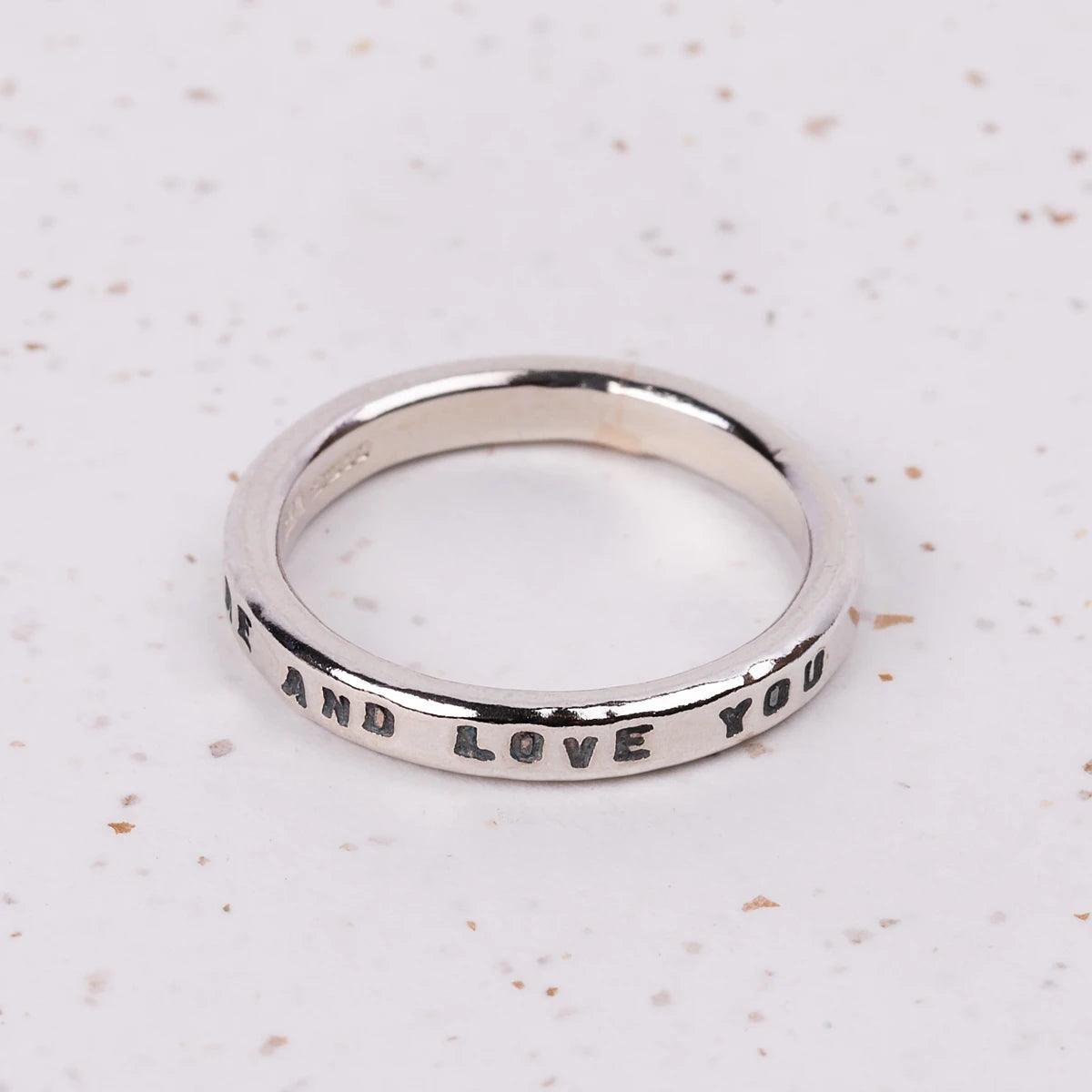 Jane Austen "I admire and love you" Quote Ring