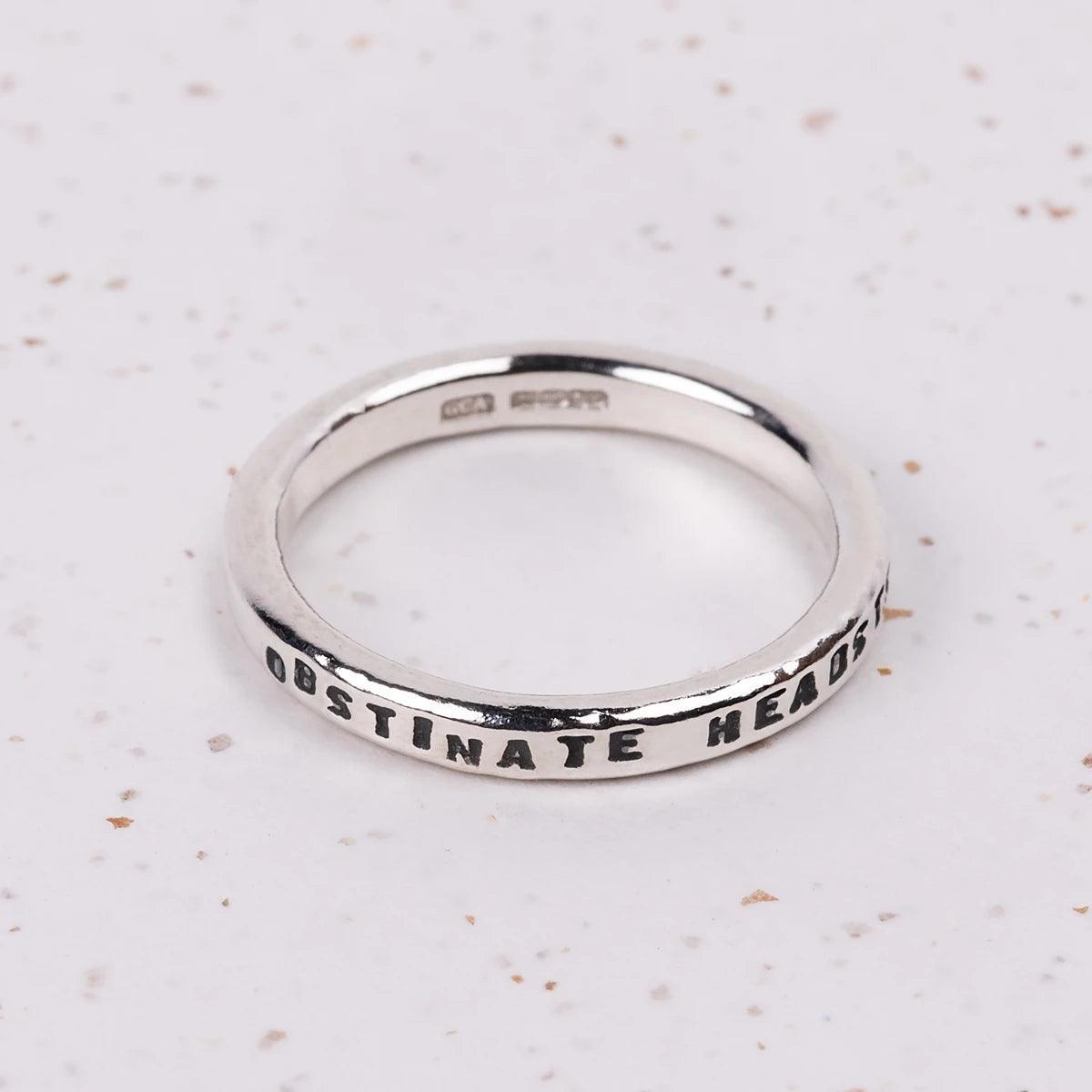 Jane Austen "Obstinate Headstrong Girl" Quote Ring