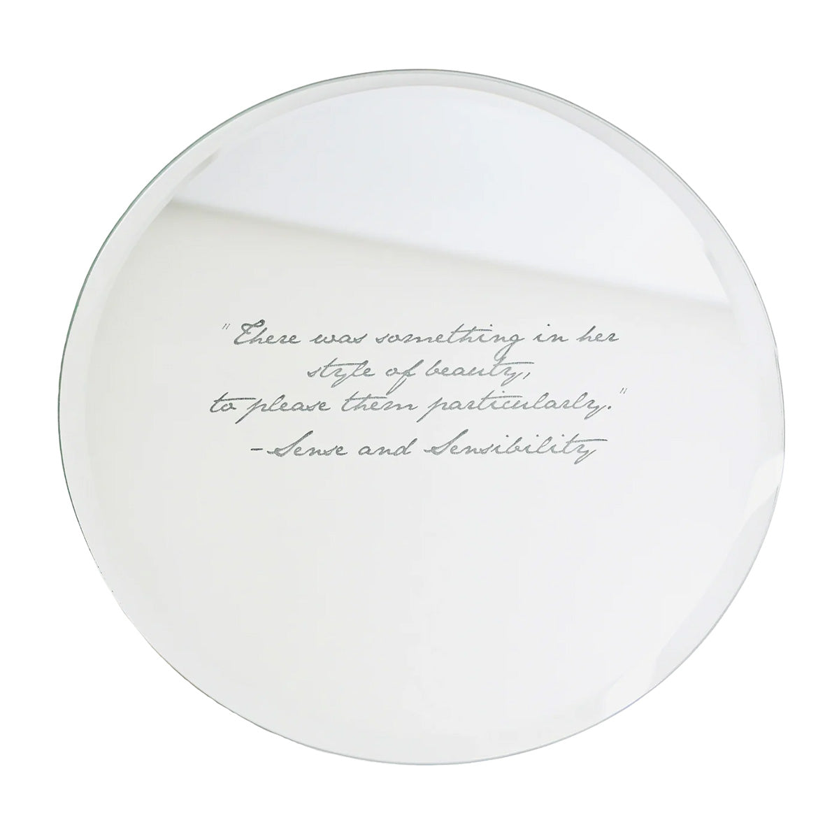 Small Round Wall Mirror with Sense & Sensibility Quote