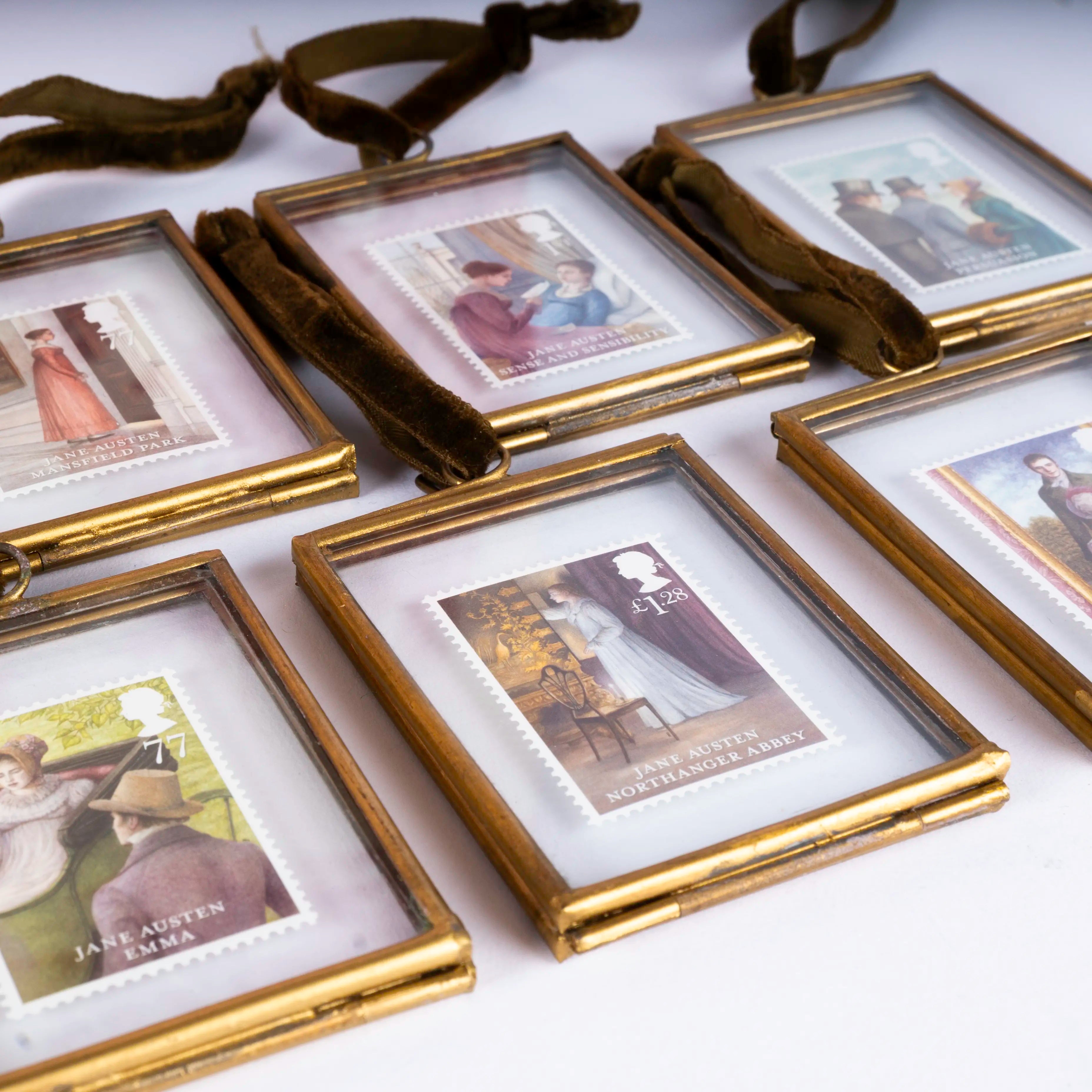 Six commemorative stamps based on Jane Austen's most famous novels