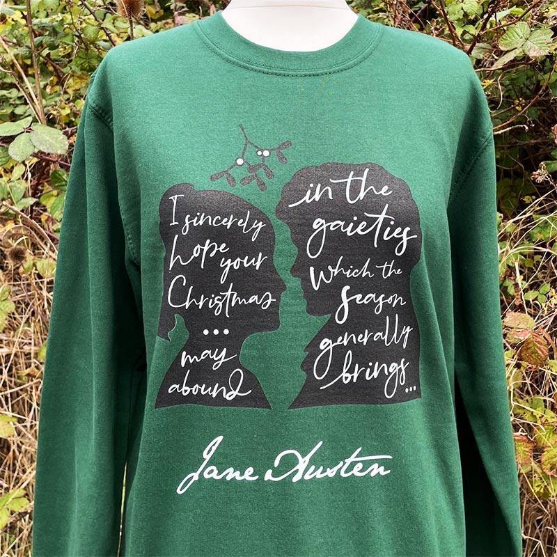 Jane Austen Christmas Sweater - Green | Exclusive Collection - JaneAusten.co.uk