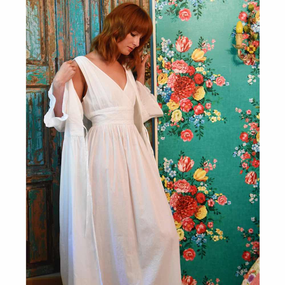Cotton Regency Dressing Gown - Elinor - JaneAusten.co.uk