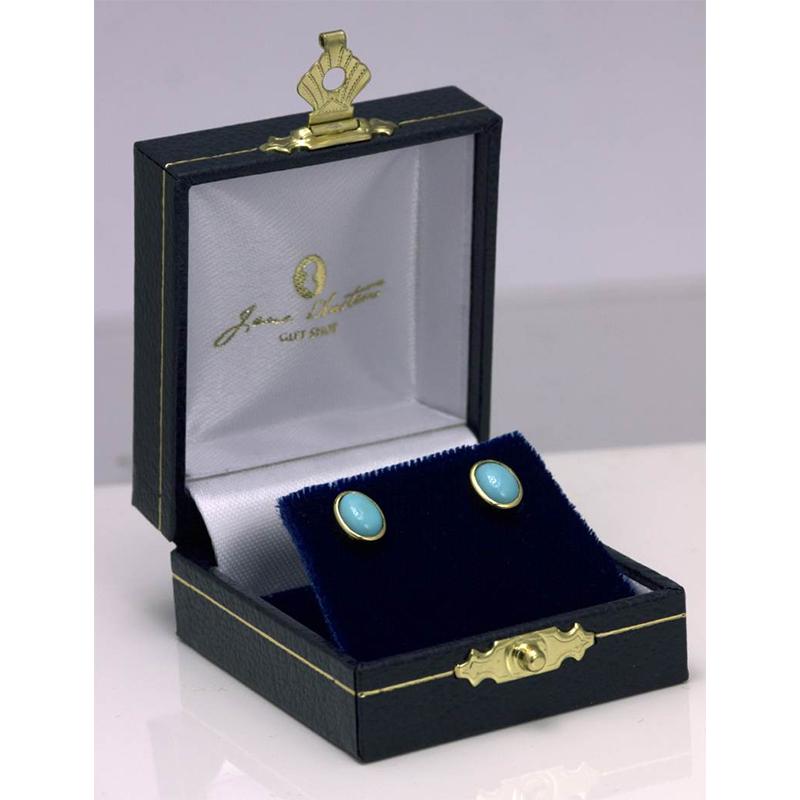 Beautiful Gold and Turquoise Stud Jane Austen Earrings - JaneAusten.co.uk