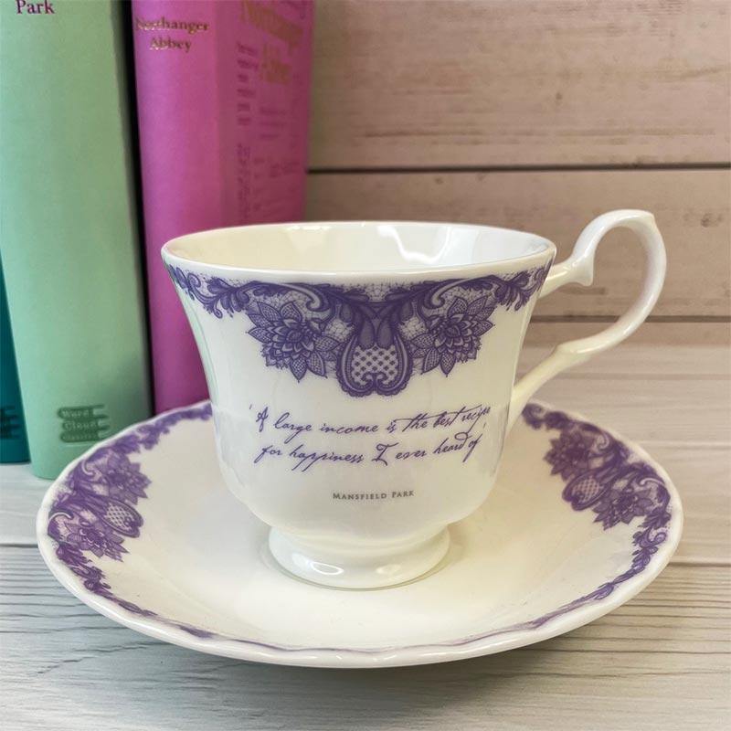Jane Austen Bone China Teacup And Saucer - Mansfield Park | Exclusive Collection - JaneAusten.co.uk
