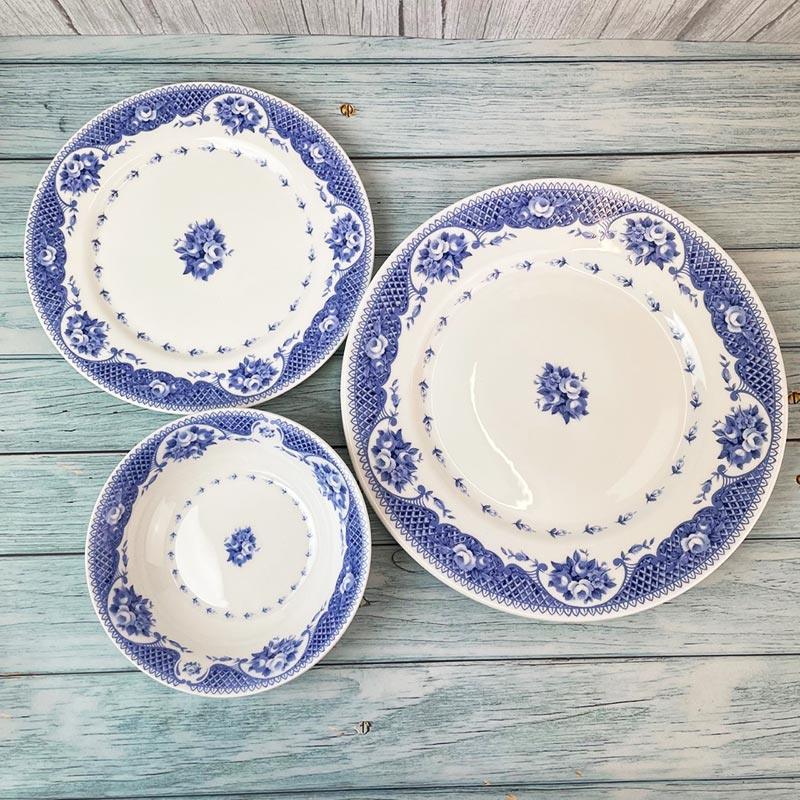 Bone China Dinner Plate, Side Plate and Bowl Set - Jane Austen Netherfield Design | Exclusive Range