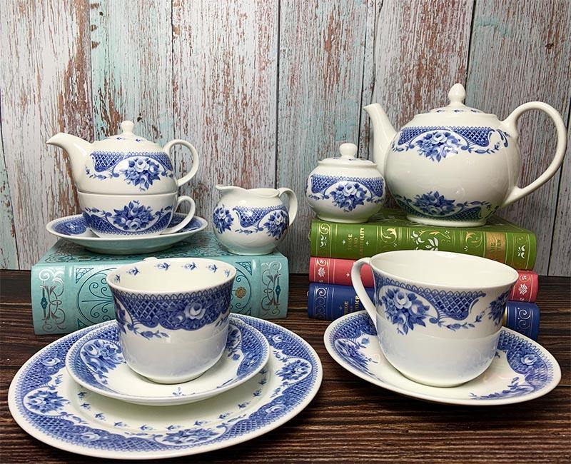 Set da tè inglese britannico teiera di frutta in vetro Bone China