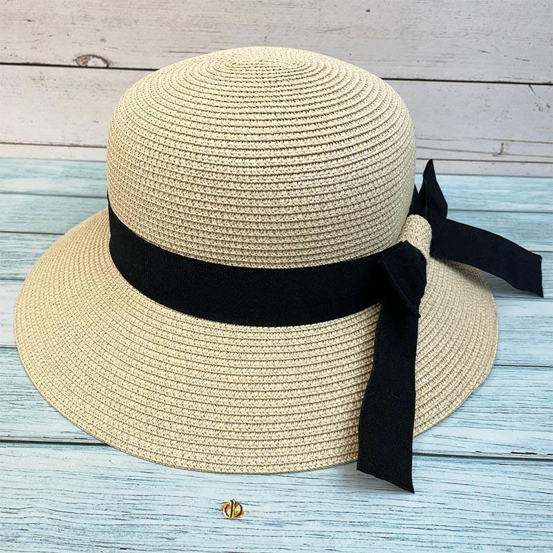 Folding Sun Hat with Ribbon and Travel Bag