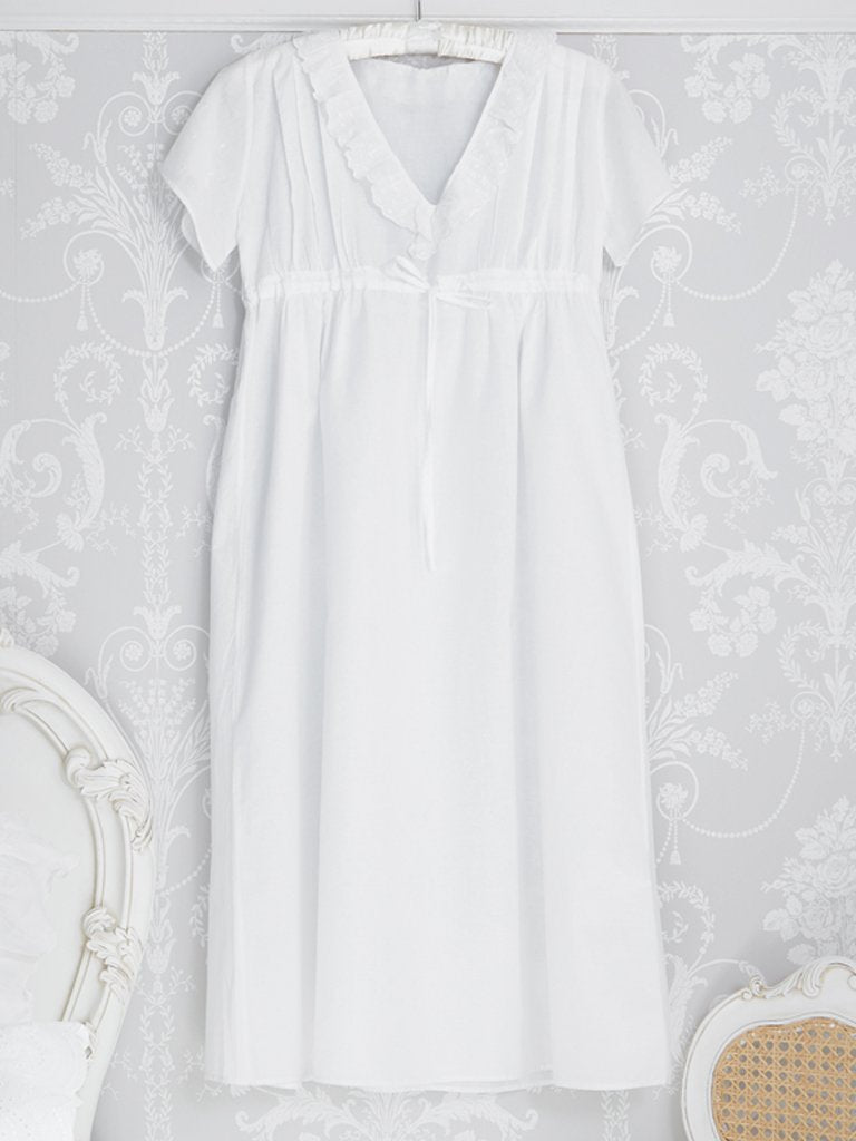 Polka Dot Short Sleeve Cotton Regency Nightdress - JaneAusten.co.uk