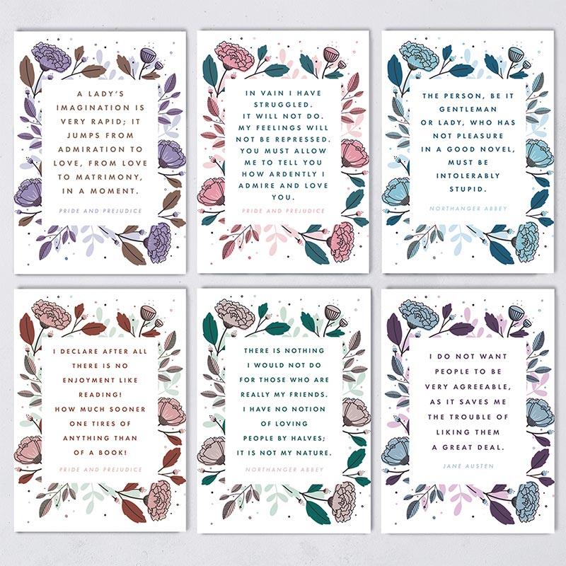 Jane Austen Quote Postcards - Pack of 12 - JaneAusten.co.uk