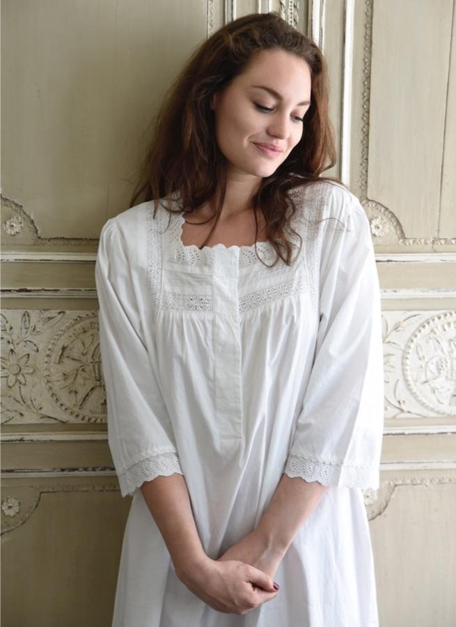 Cotton Regency Nightgown - Jane - JaneAusten.co.uk